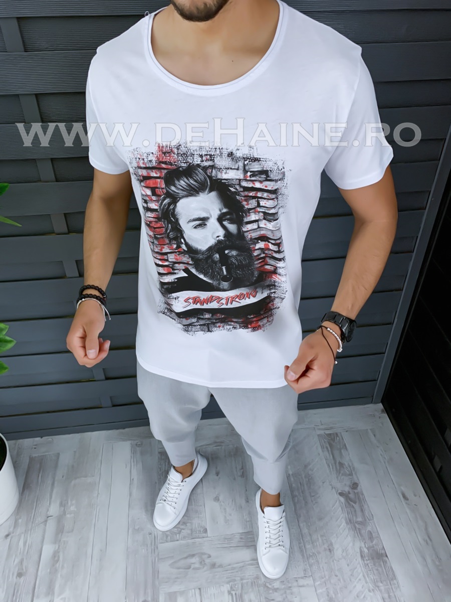 Tricou barbati alb slim fit zr b1004 m6-4